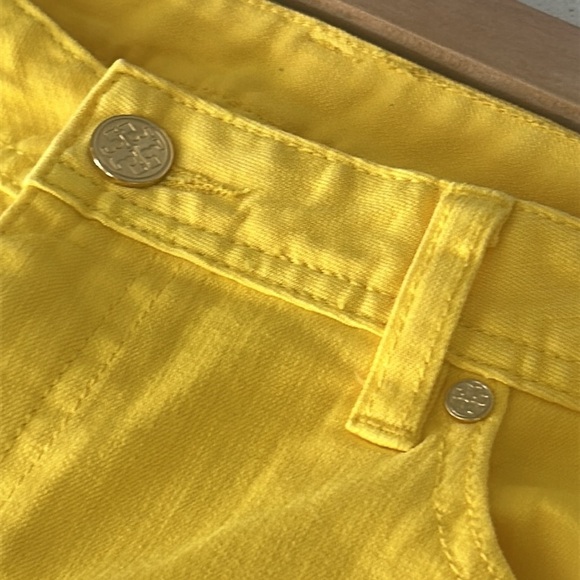 Tory Burch Cropped Slim Boot Stretch Jeans Yellow Size 30 - Picture 12 of 14